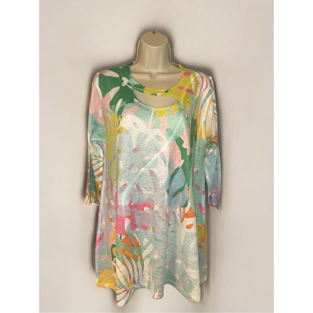 Women's ATELIER 5 By Gozde Yilmaz Multicolored Floral Tunic Top-Size Medium